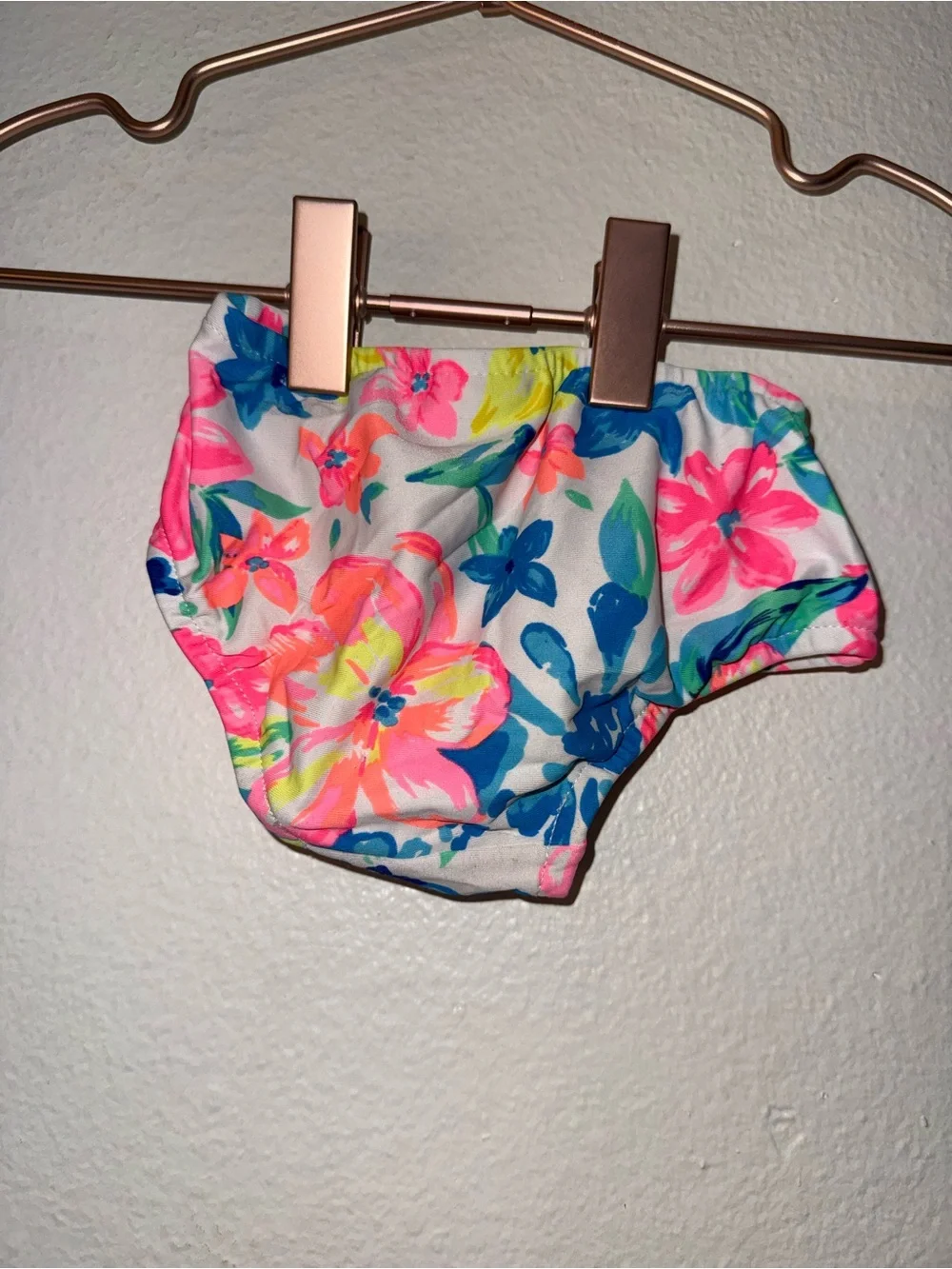 Carter's Bright Pink Short Sleeve Swim Top with Floral Bikini Bottom